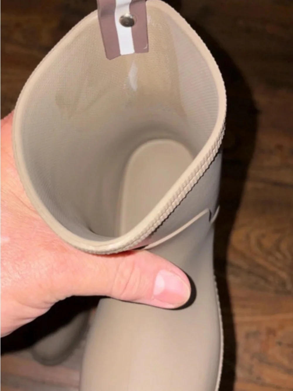 Kids Beige Rain & Snow Boots with Contrast Pull Tabs